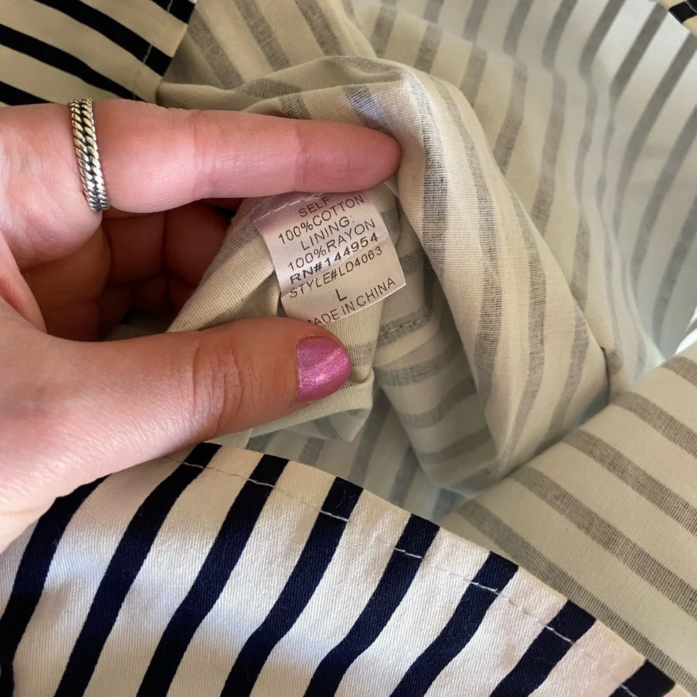 Fashion Nova NWT navy blue & white stripped strapless dress size Large - Picture 14 of 16